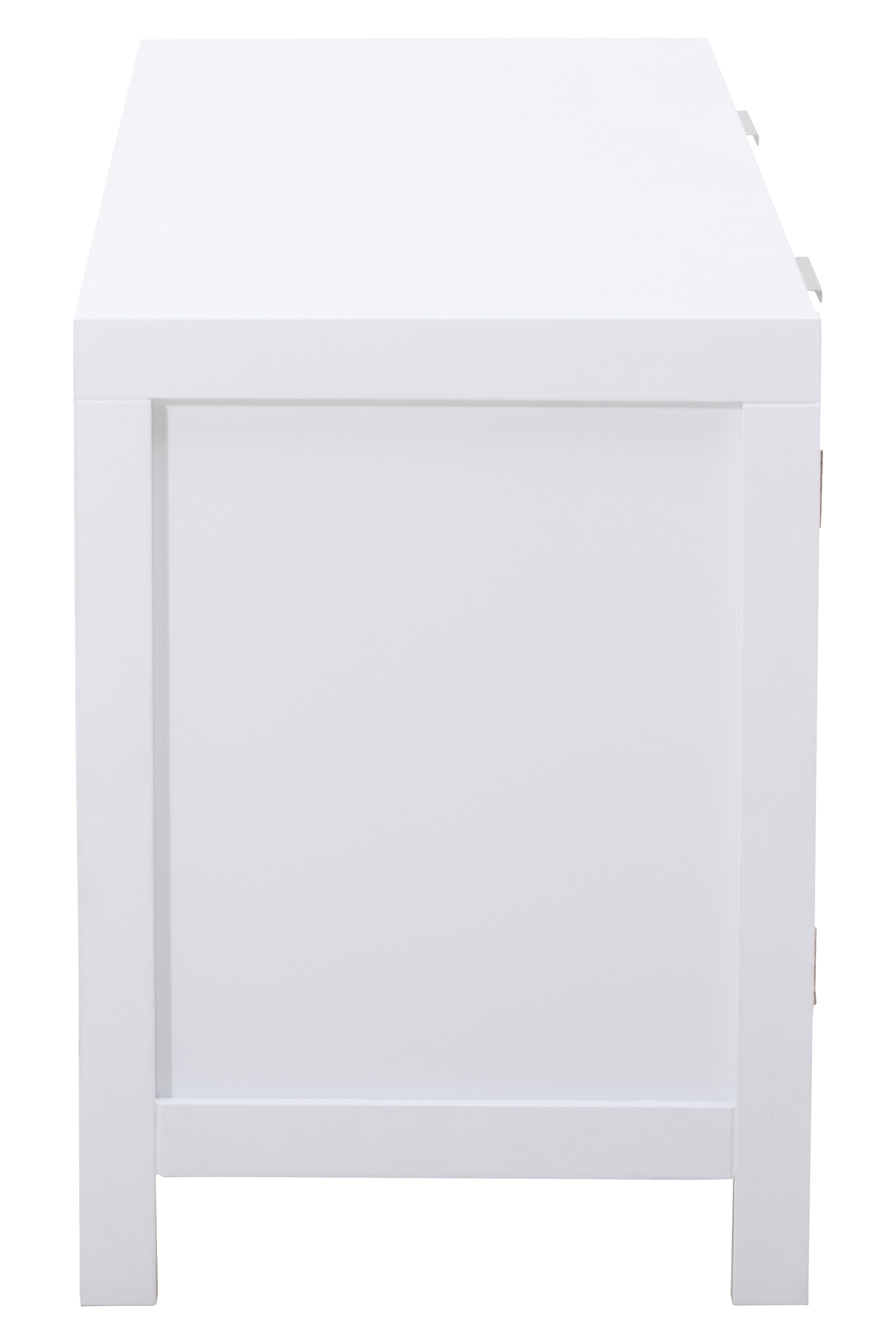 Burwood White Wood & Rattan TV Unit